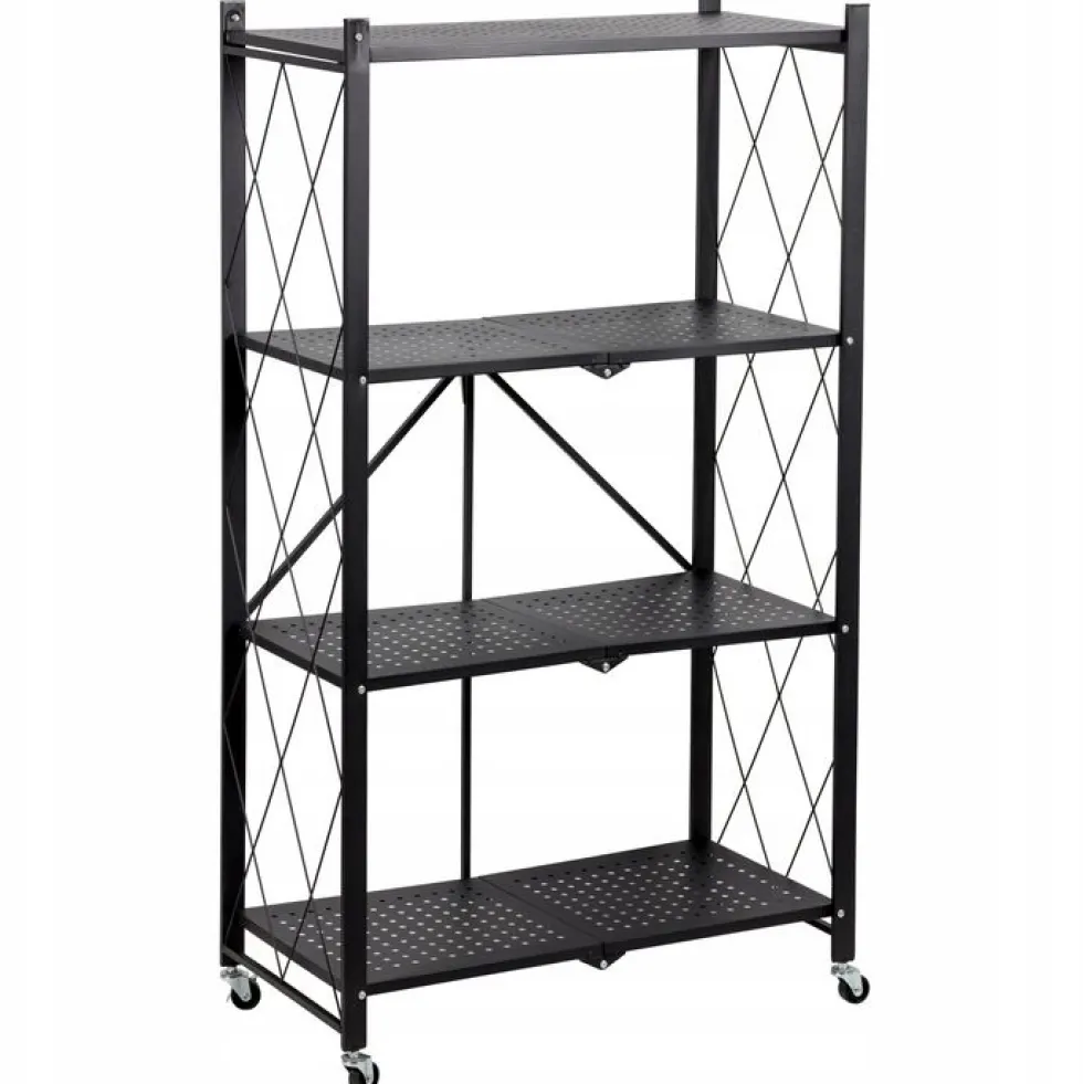 Scaffale per cucina 72x127 cm pieghevole con ruote nero SFT2