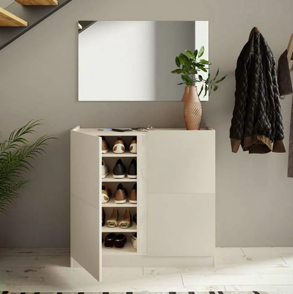 Scarpiera armadio in rovere chiaro e crema ASI1