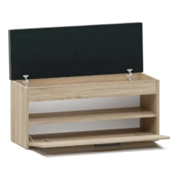 Scarpiera con panca 100x49x35 cm rovere chiaro SCAT6