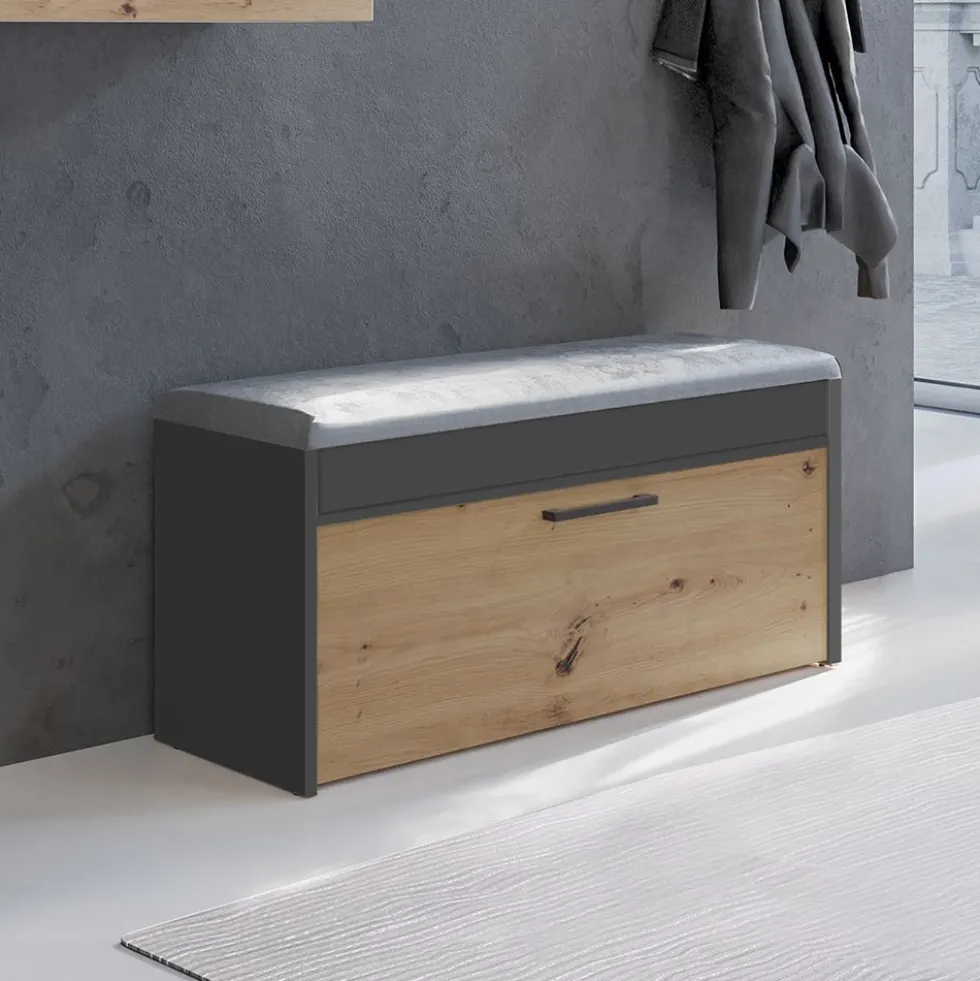 Scarpiera con panca 100x49x35 cm rovere e antracite SCAT6