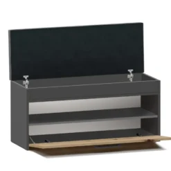 Scarpiera con panca 100x49x35 cm rovere e antracite SCAT6