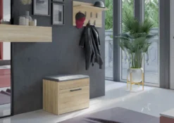 Scarpiera con panca 60x49x35 cm rovere chiaro SCAT7