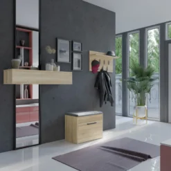 Scarpiera con panca 60x49x35 cm rovere chiaro SCAT7