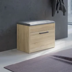 Scarpiera con panca 60x49x35 cm rovere chiaro SCAT7