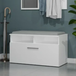 Scarpiera con seduta 85x46x35 cm bianca SCAT4