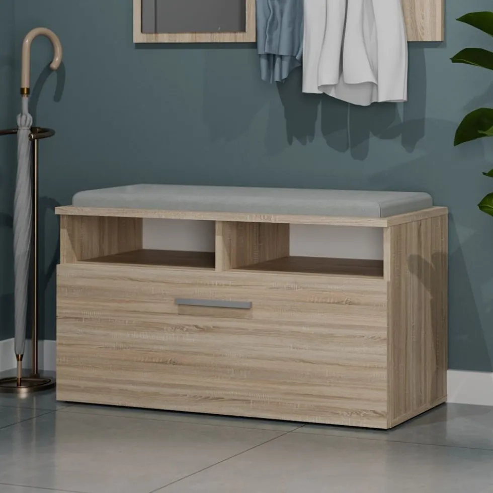 Scarpiera con seduta 85x46x35 cm rovere chiaro SCAT4