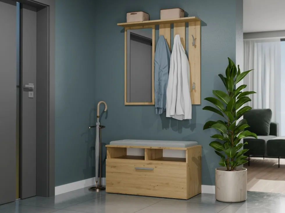Scarpiera con seduta 85x46x35 cm rovere SCAT4
