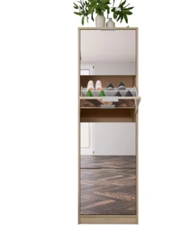 Scarpiera con specchio quattro ante rovere SI4057