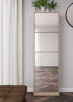 Scarpiera con specchio quattro ante rovere SI4057