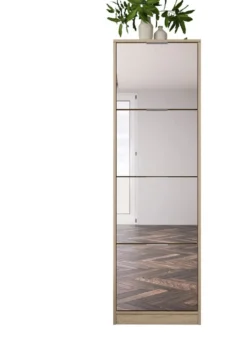 Scarpiera con specchio quattro ante rovere SI4057