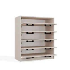 Scarpiera grande 74x84,5 cm con 5 ante a ribalta beige SCAT8