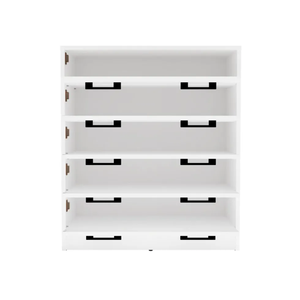 Scarpiera grande 74x84,5 cm con 5 ante a ribalta bianco SCAT8