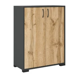 Scarpiera ingrasso con 5 ripiani interni in rovere naturale e antracite ASG7