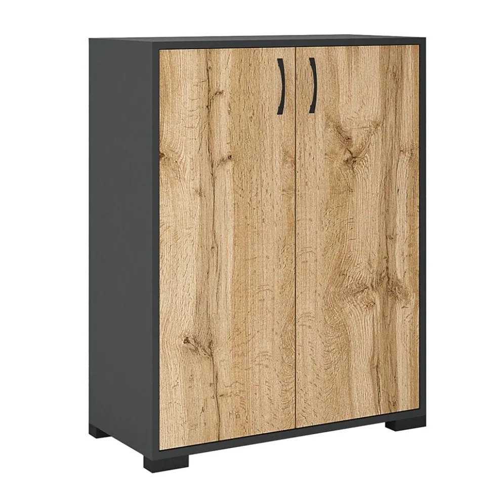 Scarpiera ingrasso con 5 ripiani interni in rovere naturale e antracite ASG7
