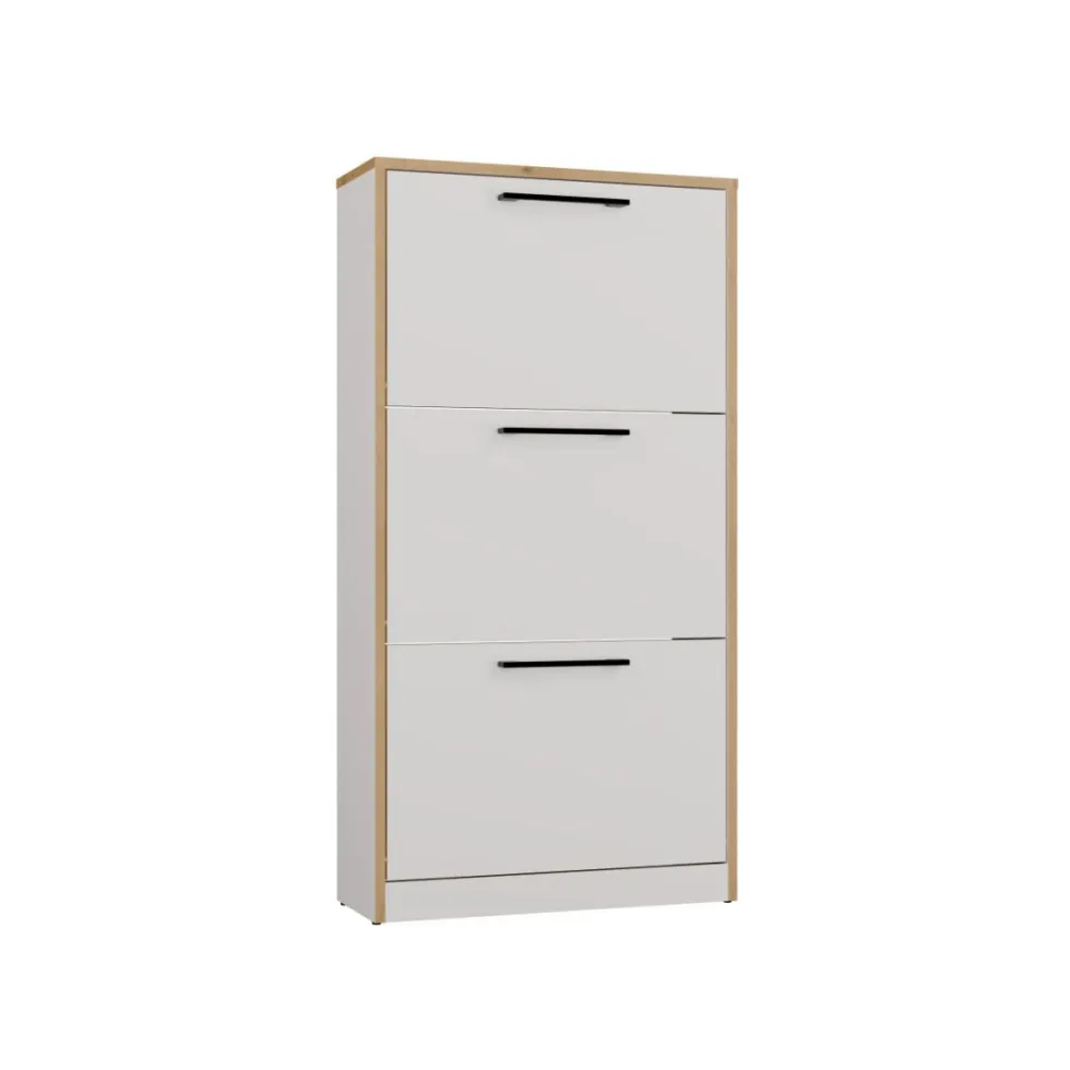 Scarpiera ingresso moderna 60x116x28 cm rovere e bianco SCAT3