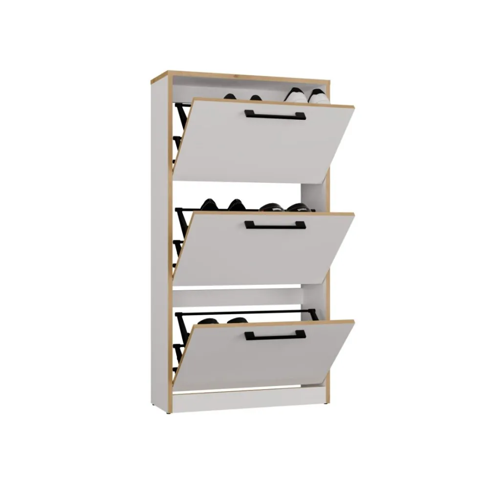 Scarpiera ingresso moderna 60x116x28 cm rovere e bianco SCAT3