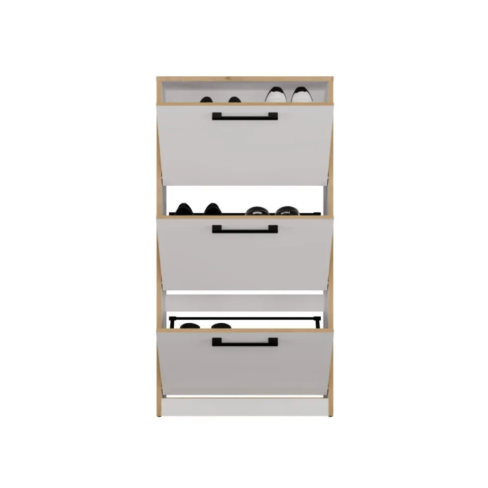 Scarpiera ingresso moderna 60x116x28 cm rovere e bianco SCAT3
