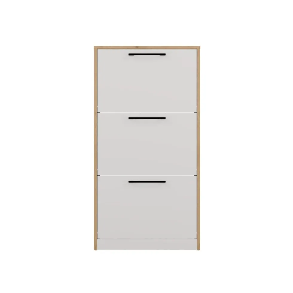 Scarpiera ingresso moderna 60x116x28 cm rovere e bianco SCAT3