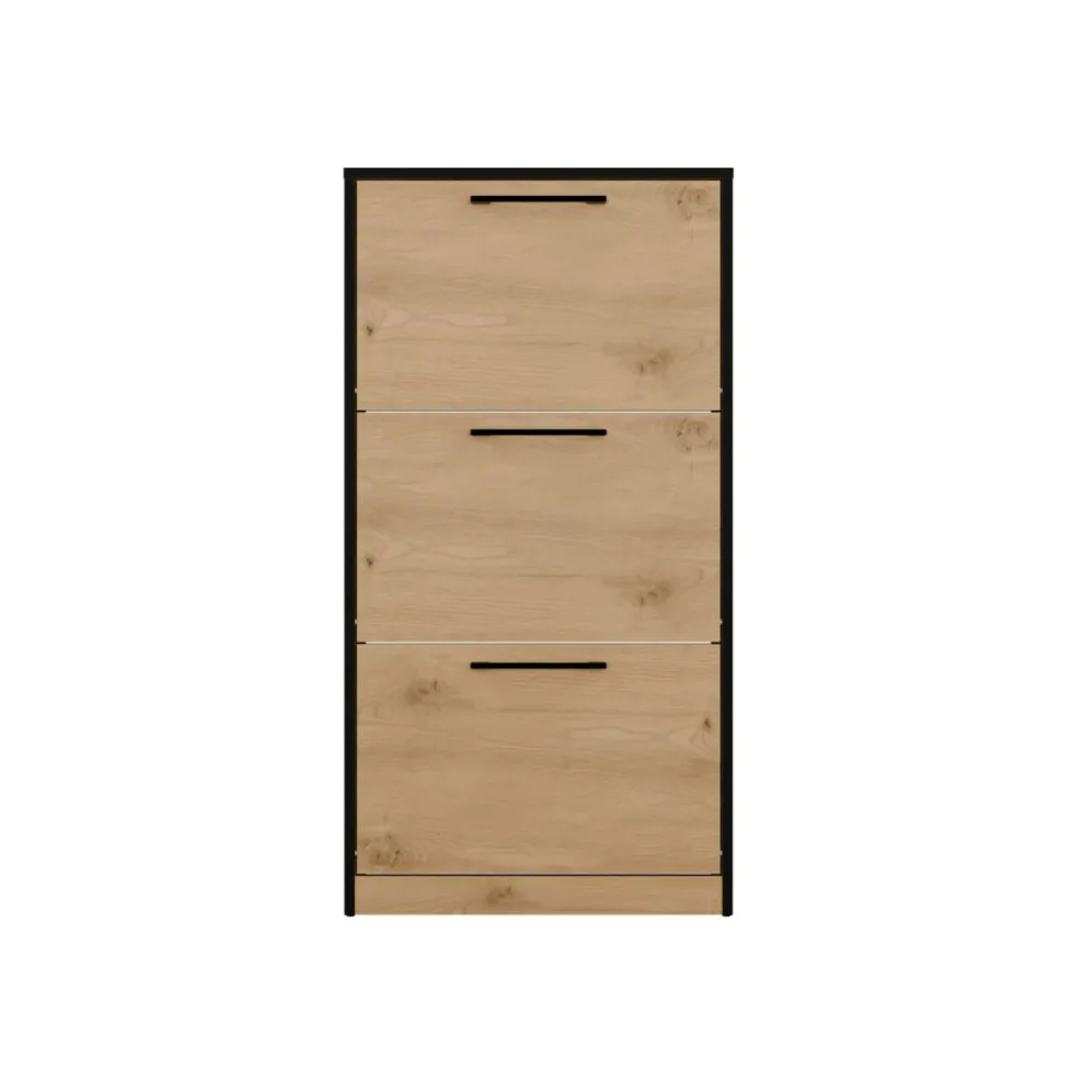 Scarpiera ingresso moderna 60x116x28 cm rovere e nero SCAT3