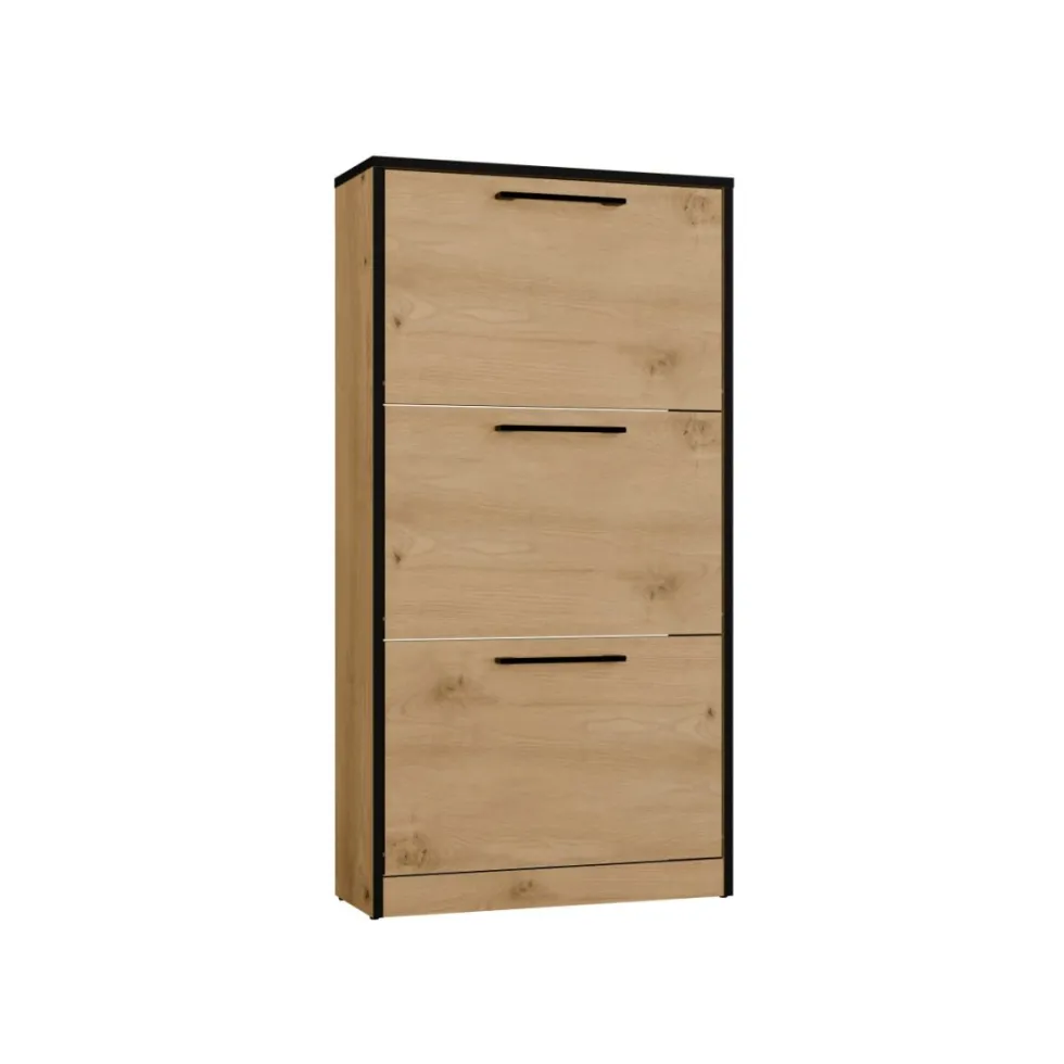 Scarpiera ingresso moderna 60x116x28 cm rovere e nero SCAT3