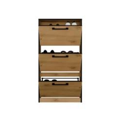 Scarpiera ingresso moderna 60x116x28 cm rovere e nero SCAT3