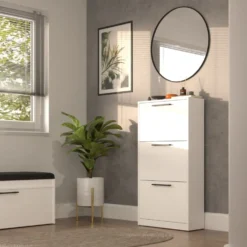 Scarpiera ingresso moderna 60x116x28 cm bianca SCAT3