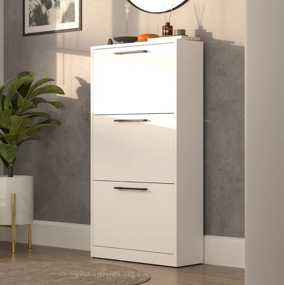 Scarpiera ingresso moderna 60x116x28 cm bianca SCAT3