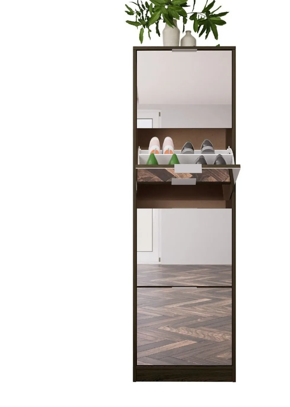 Scarpiera larga 50 cm con specchio SI4033
