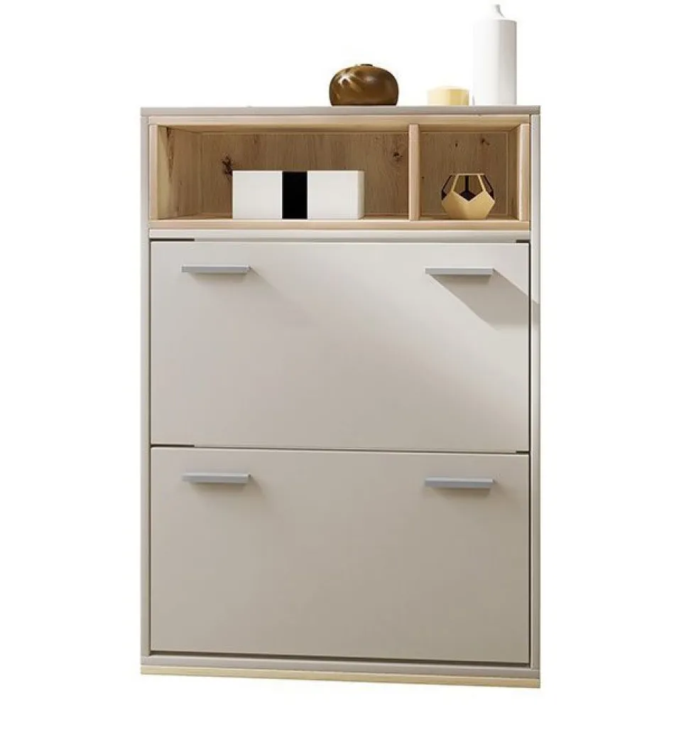 Scarpiera moderna 70x101cm grigia e rovere SI4