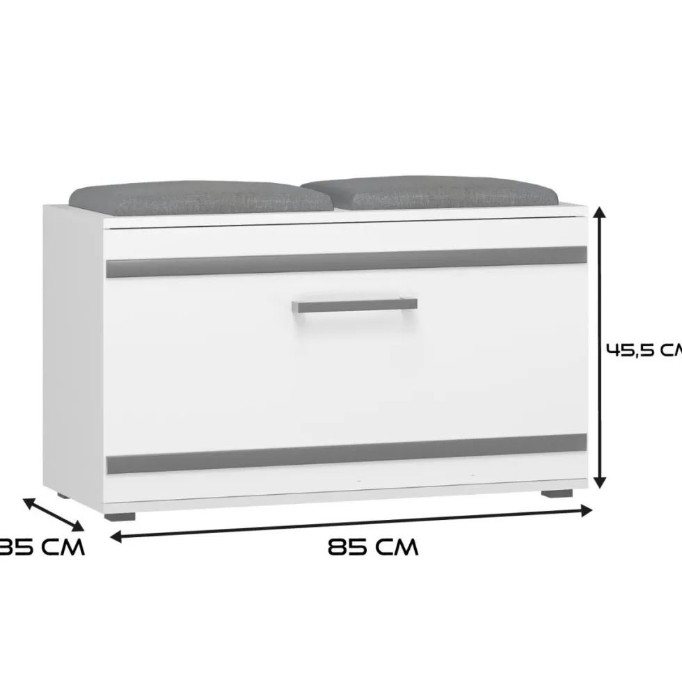 Scarpiera salvaspazio 85x45x35 con seduta bianca SCAT5