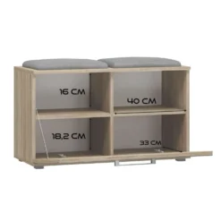Scarpiera salvaspazio 85x45x35 con seduta rovere chiaro SCAT5