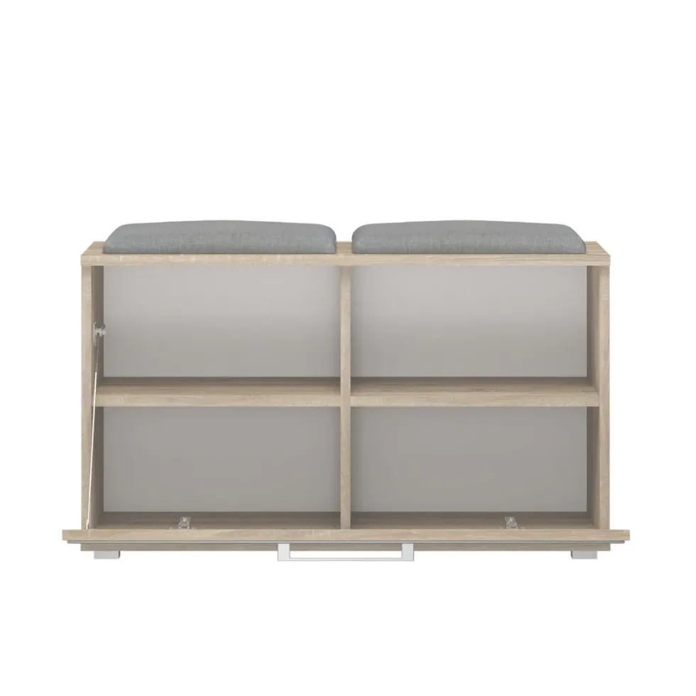 Scarpiera salvaspazio 85x45x35 con seduta rovere chiaro SCAT5
