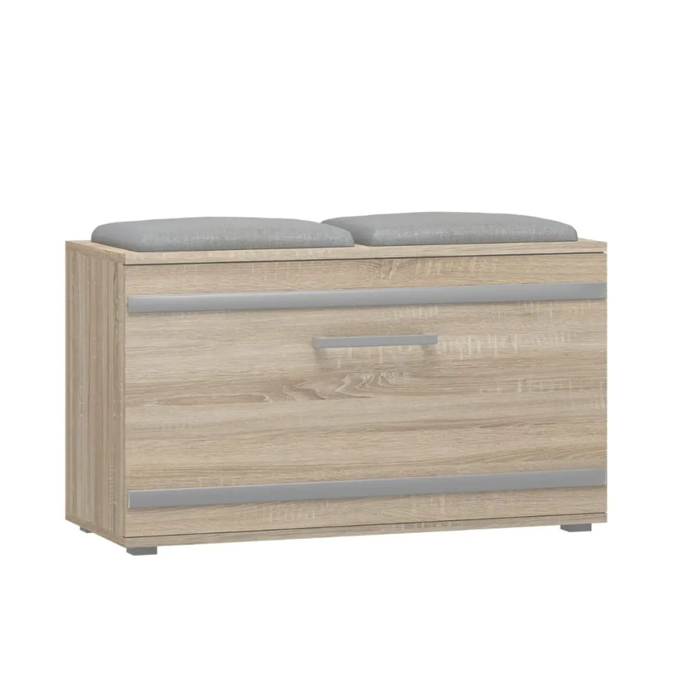 Scarpiera salvaspazio 85x45x35 con seduta rovere chiaro SCAT5