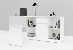 Scrivania ad angolo con anta e cassetto in bianco lucido SCG4
