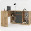 Scrivania ad angolo con anta e cassetto in rovere e antracite SCG4