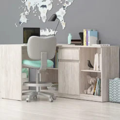 Scrivania ad angolo con anta e cassetto in bianco legno SCG4