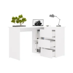 Scrivania angolare con 3 cassetti bianco opaco SCT20