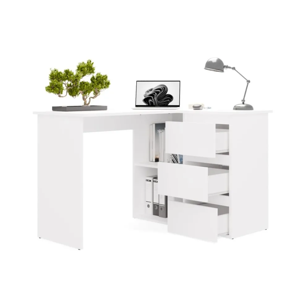 Scrivania angolare con 3 cassetti bianco opaco SCT20