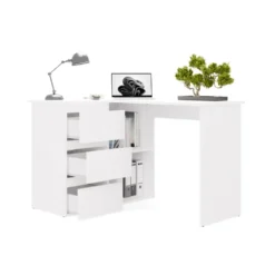 Scrivania angolare con 3 cassetti bianco opaco SCT20