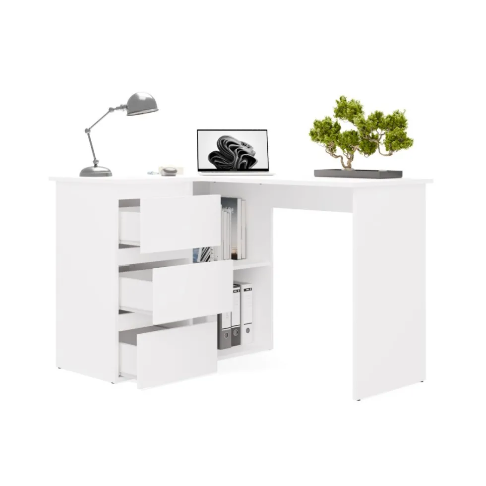 Scrivania angolare con 3 cassetti bianco opaco SCT20