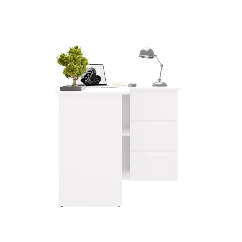 Scrivania angolare con 3 cassetti bianco opaco SCT20