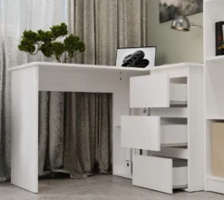 Scrivania angolare con 3 cassetti bianco opaco SCT20