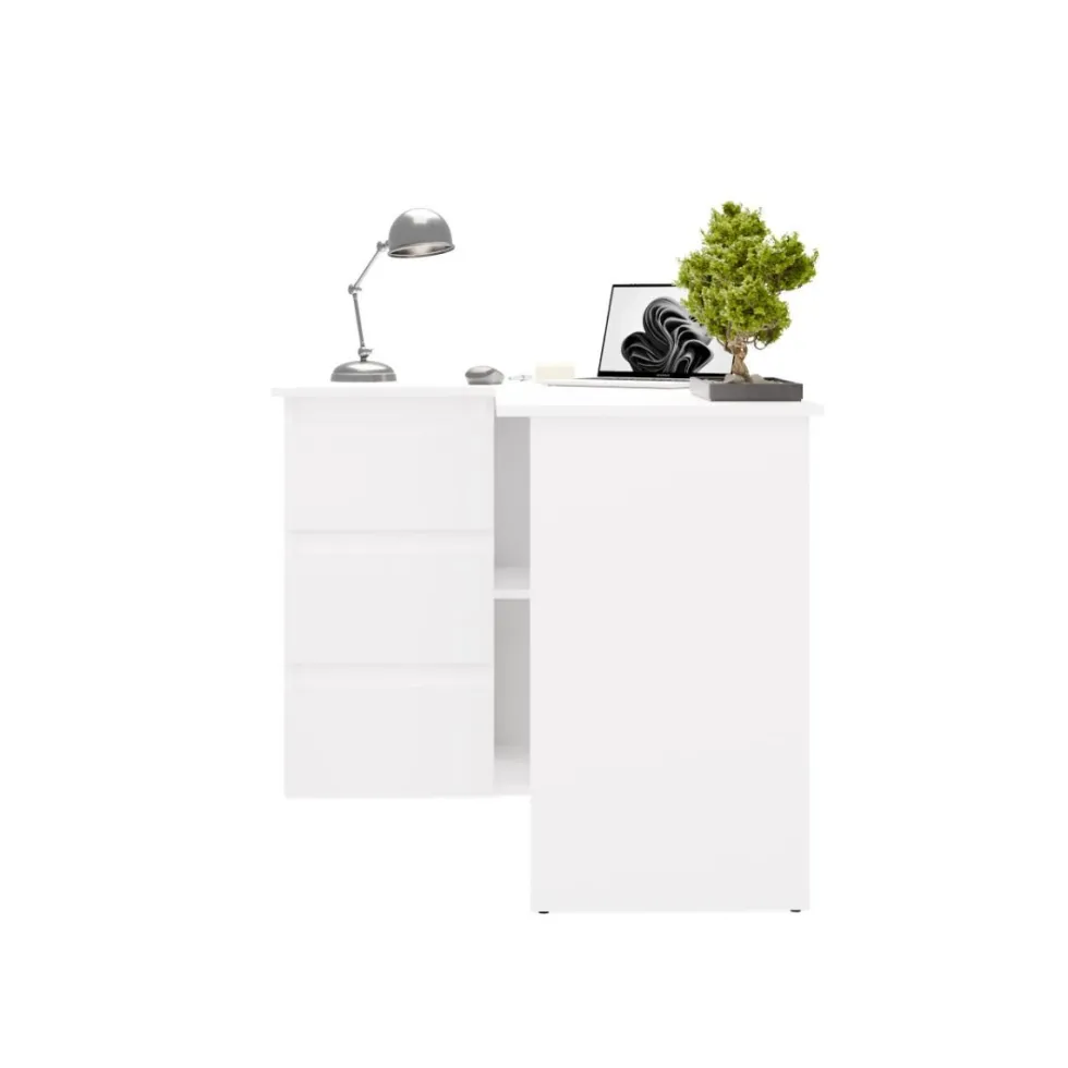 Scrivania angolare con 3 cassetti bianco opaco SCT20