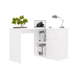 Scrivania angolare con 3 cassetti bianco opaco SCT20