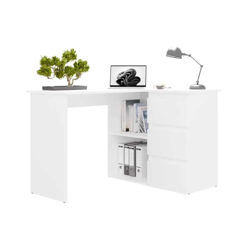 Scrivania angolare con 3 cassetti bianco opaco SCT20
