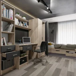 Scrivania completa con armadio a colonna 220x180 SCI23