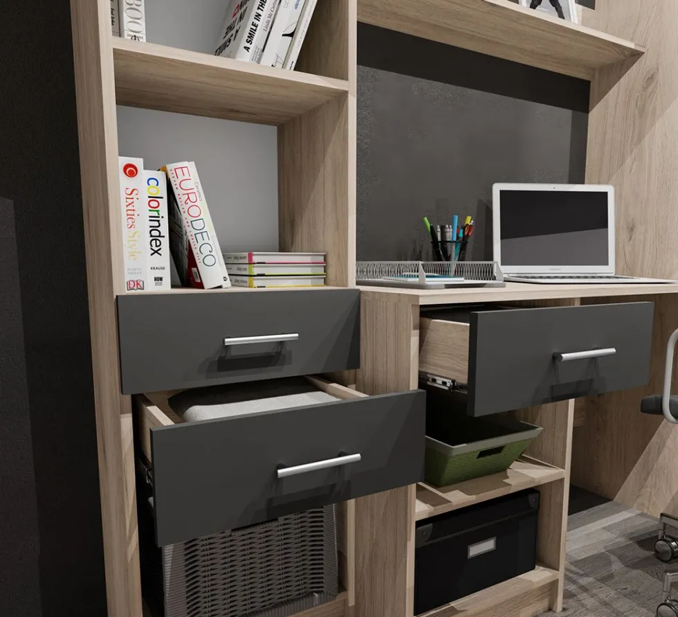 Scrivania completa con armadio a colonna 220x180 SCI23