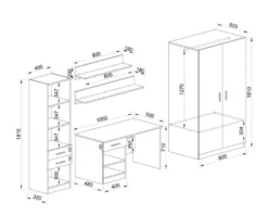 Scrivania completa con armadio a colonna 220x180 SCI23