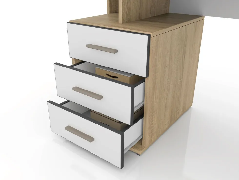 Scrivania con scaffale bianca e rovere chiaro SCI1