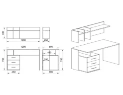 Scrivania con scaffale bianca e rovere chiaro SCI1